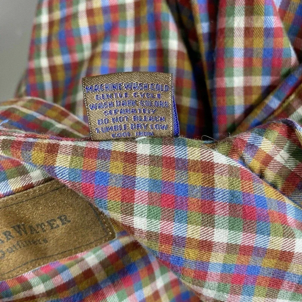 Clear Water Outfitters Men's Brown Red Plaid 100% Cotton Button-Down Shirt - Picture 9 of 10